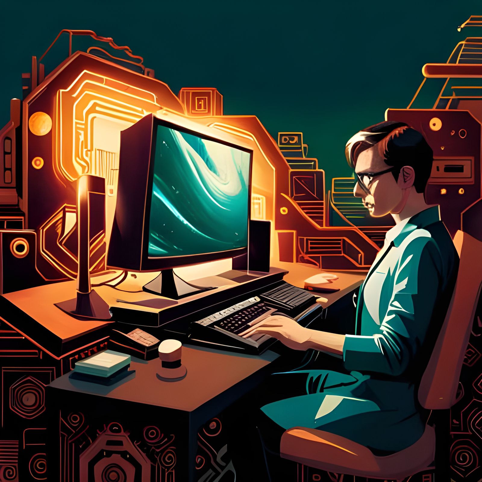 Futuristic Computer in Hyperdetailed Surreal Style