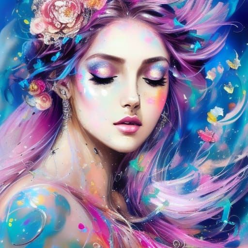 Anime Art Print of a Greek Goddess in Winter