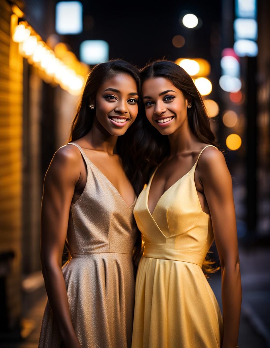 hyper realistic photo of two beautiful and young sisters/women ...