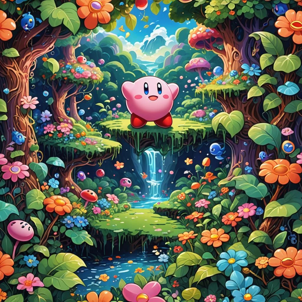 Kirby in Dream Land: Vibrant Digital Gaming Art