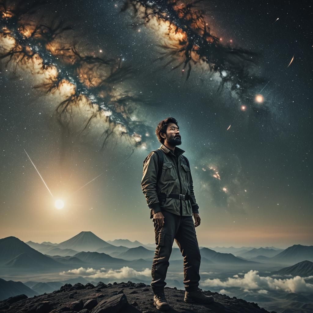 Indonesian Illustrator Poses Atop the Universe