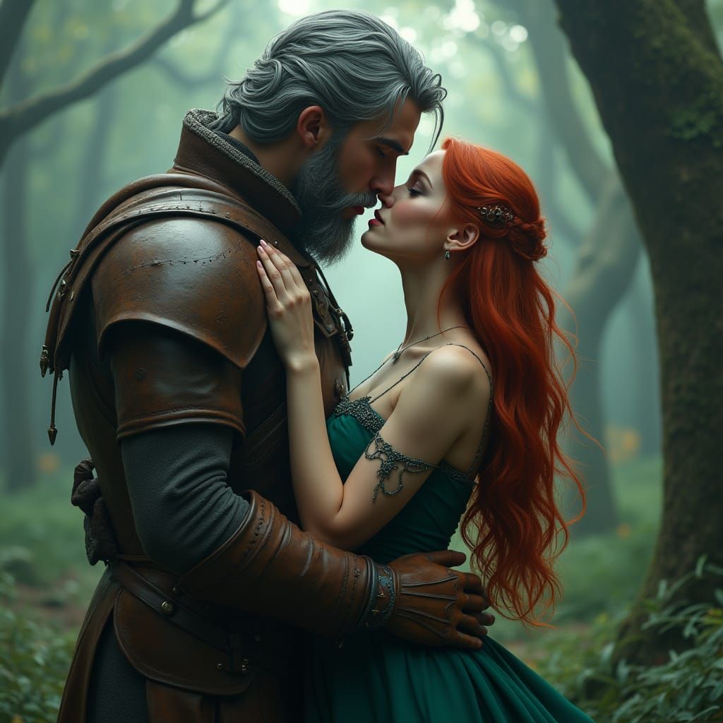 Hyper-Realistic Couple in Enchanted Forest