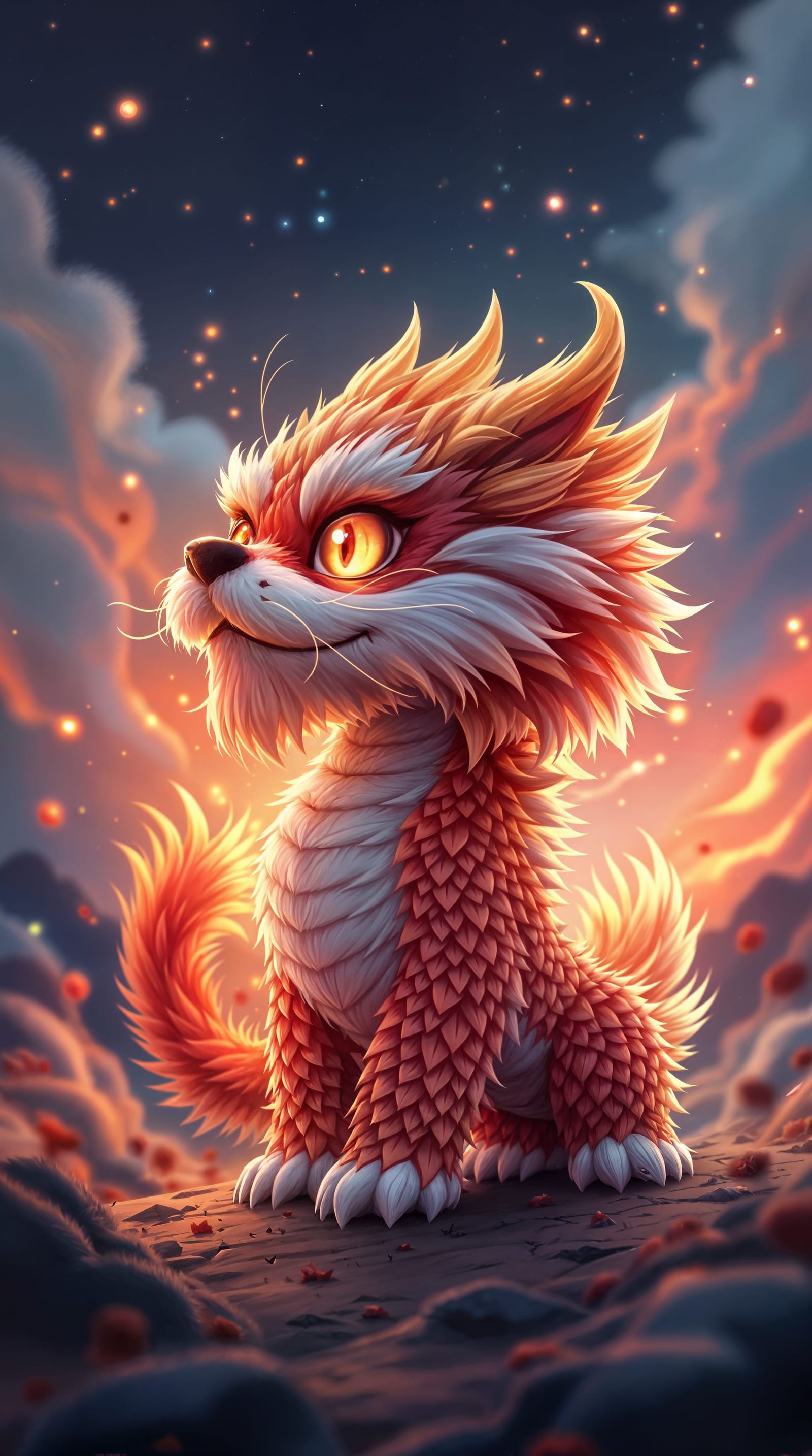 Ethereal Chibi Dragon Dog in Vibrant Glowing Hues