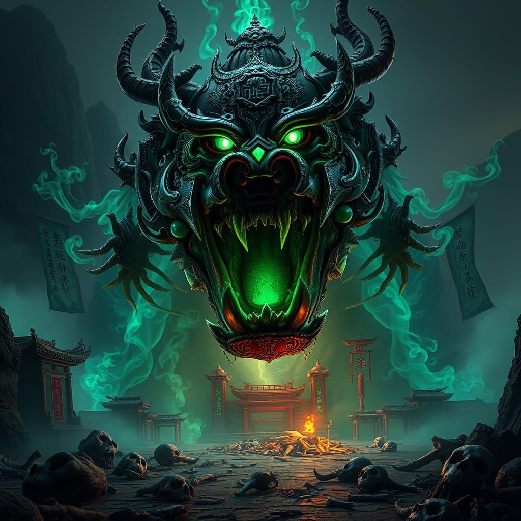 Dark Fantasy Taotie, Ancient Chinese Horror Beast