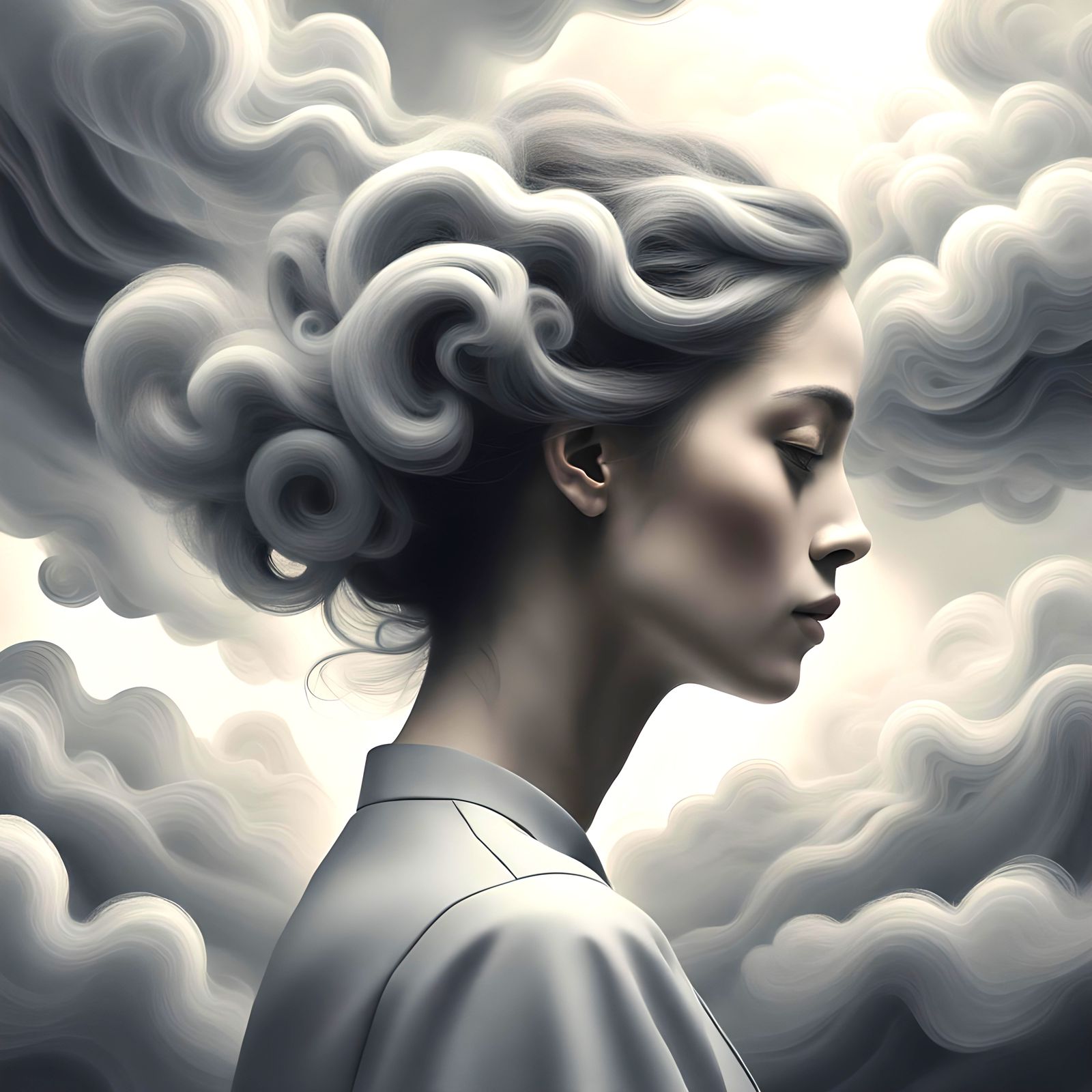 Monochromatic Abstract Inner World Landscape