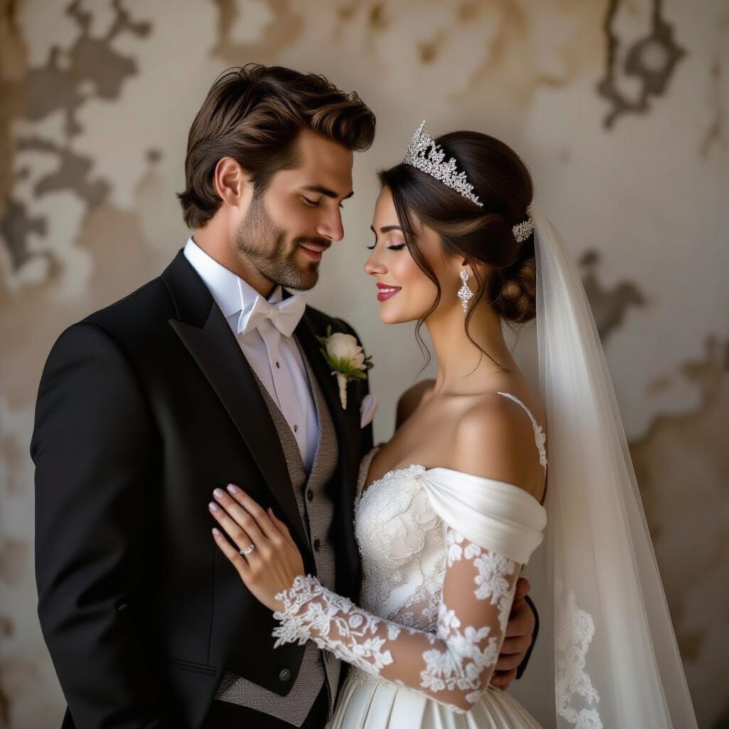 Elegant Couple's Intimate Moment Captured in High-Detail Pho...