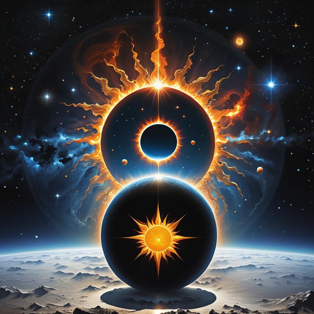 Surreal Cosmic Explosion with Lunar Tears