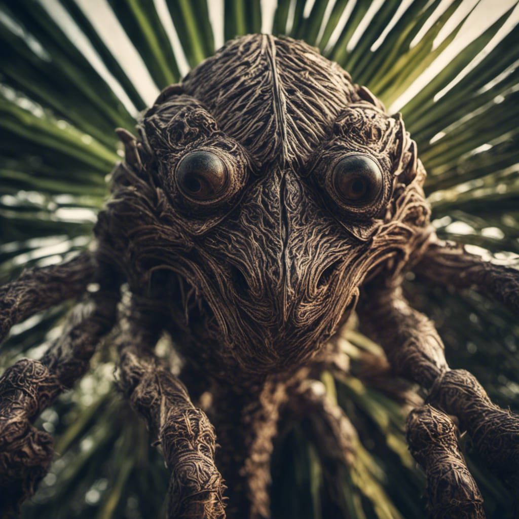 Hyperrealistic Palm Tree Creature in 64 Megapixels