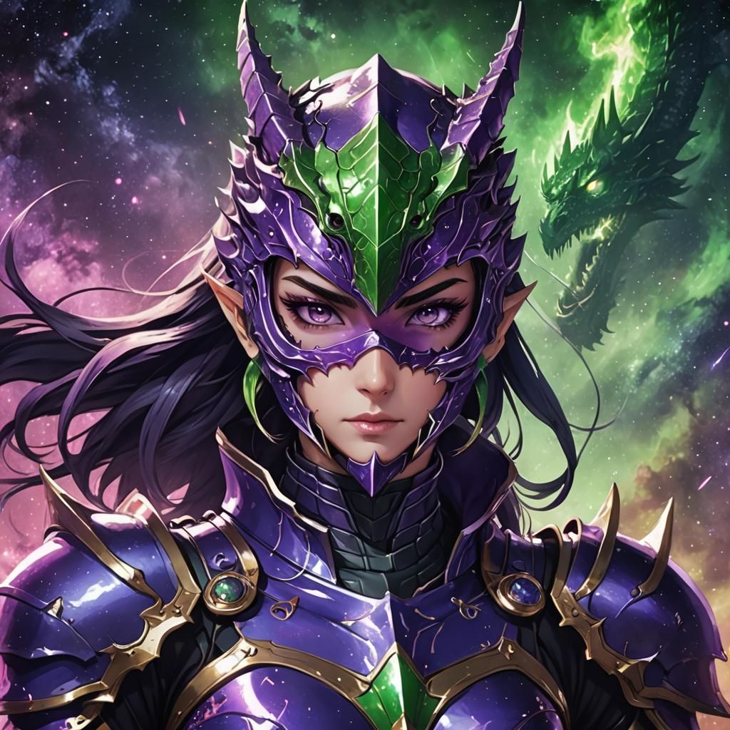 Female Dragoon Portrait in Dragon Armor, Anime Style