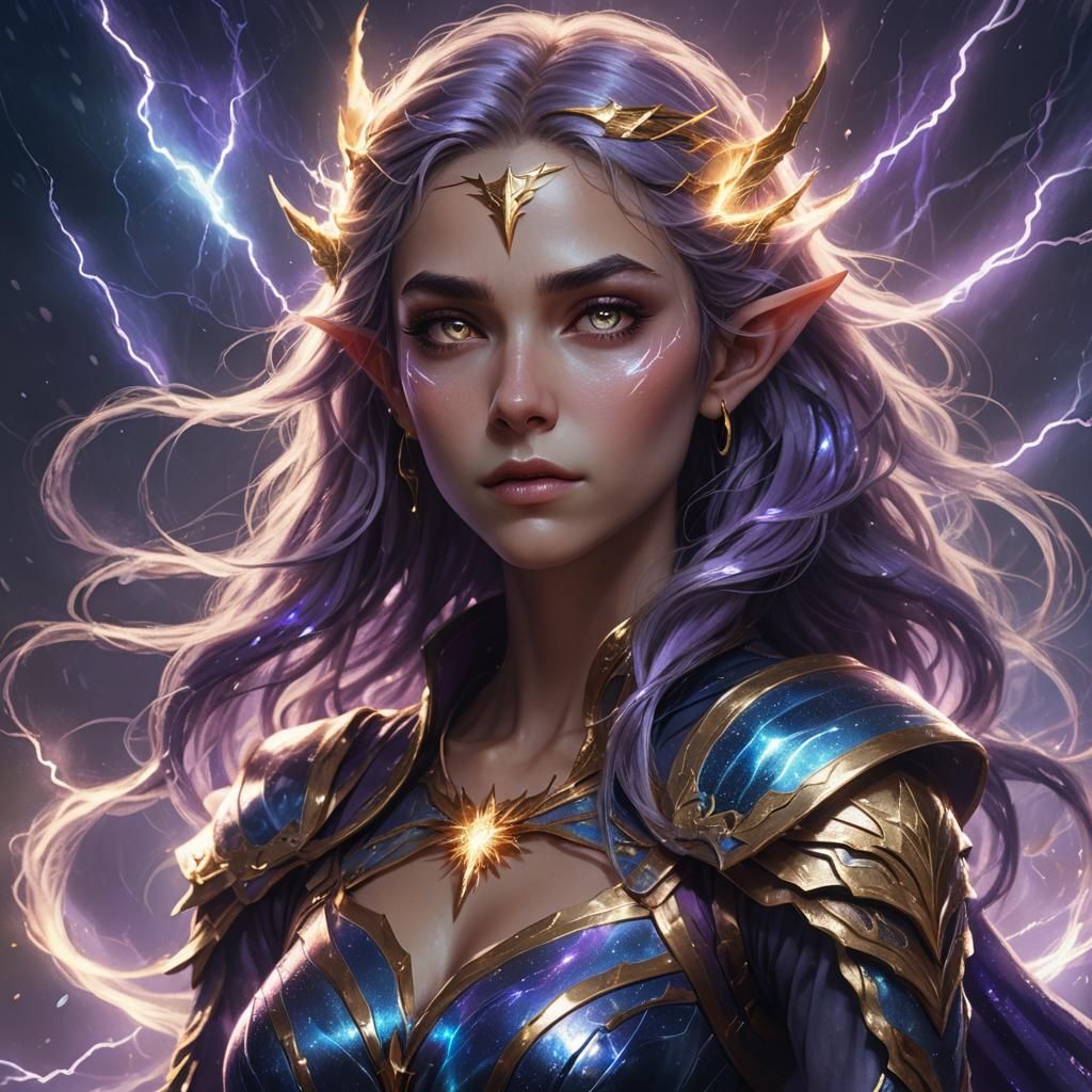 Ethereal Star Elf Portrait in Fantasy Style