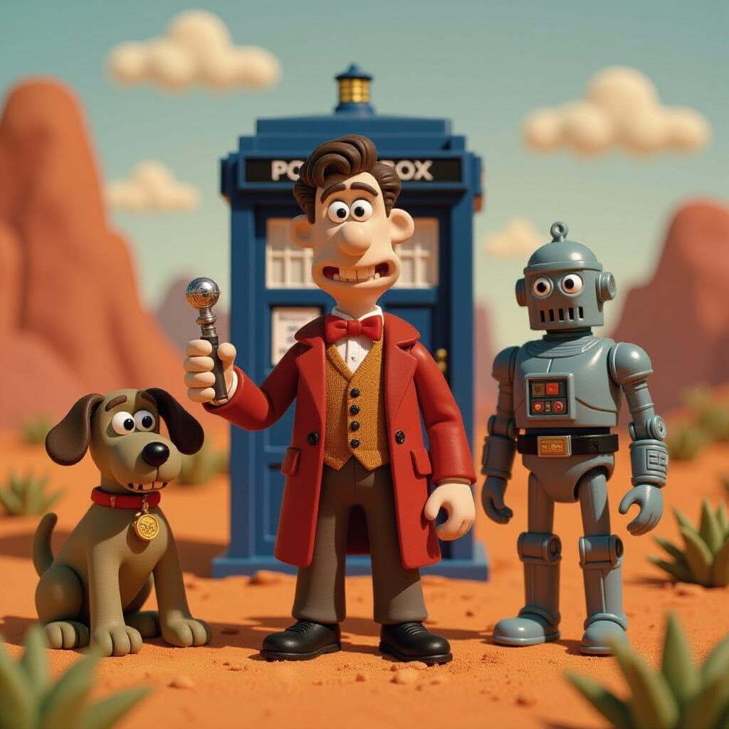 Claymation Doctor Who Characters on Alien Planet