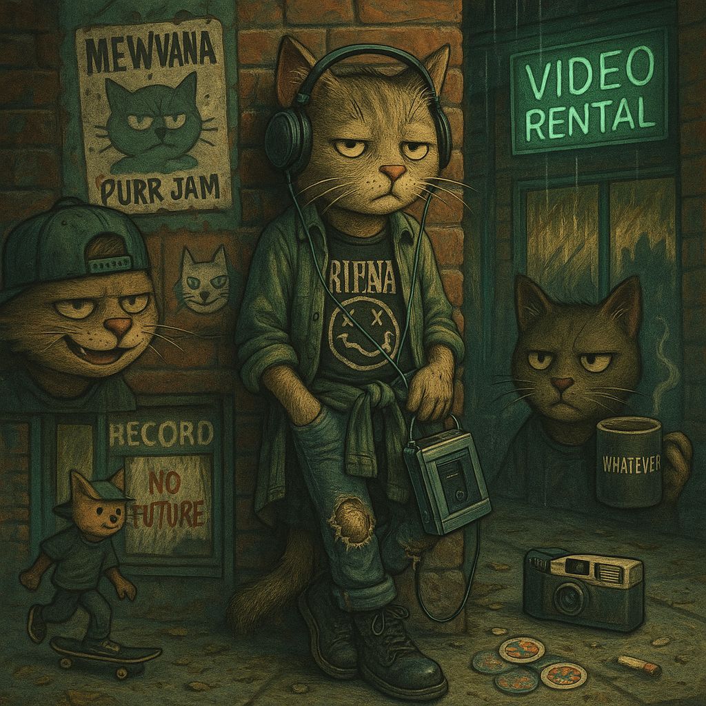 Generation X Cat in 90s Grunge Aesthetic