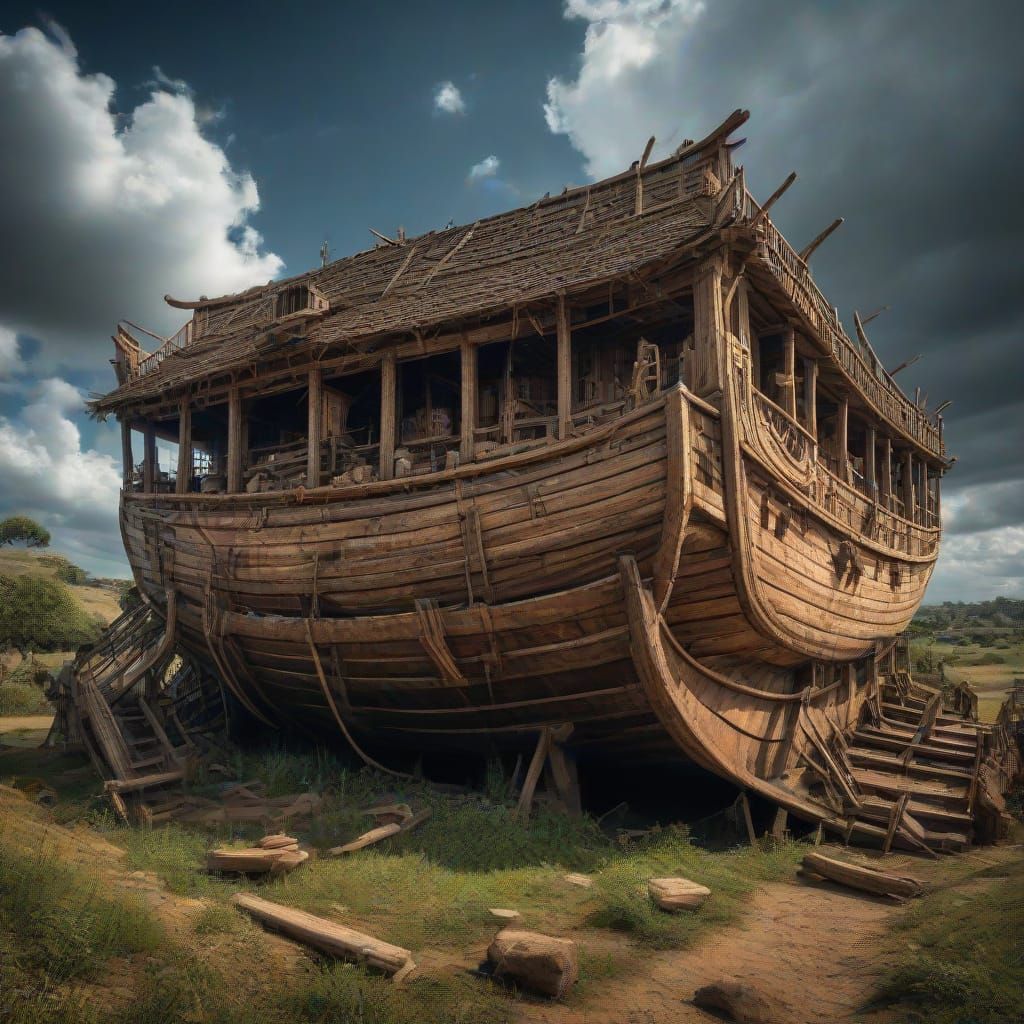 Noah's Ark's Haunting Remnants in Hyperrealistic Detail