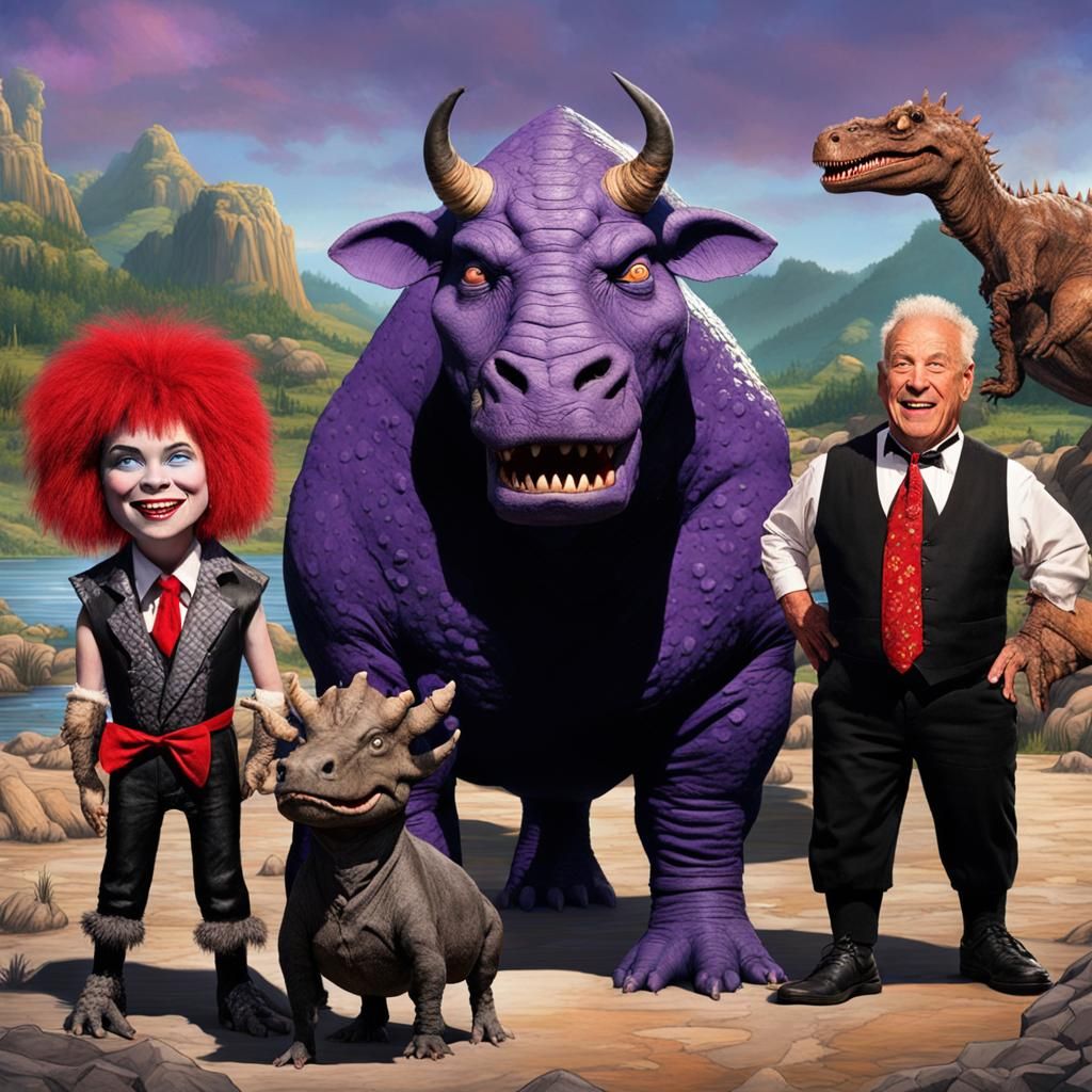 Pinhead as Fred Flintstone in Bedrock, 3D Digital Art