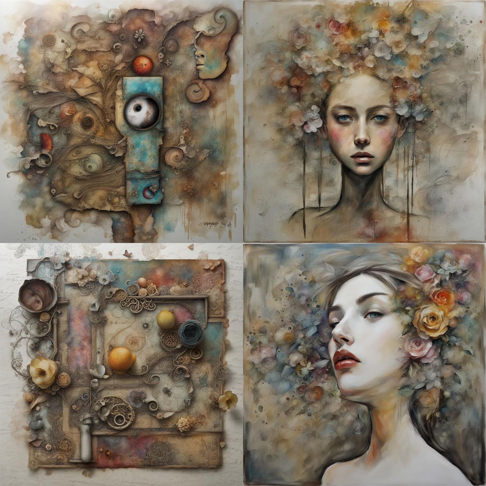 Abstract Mixed Media Art Composition