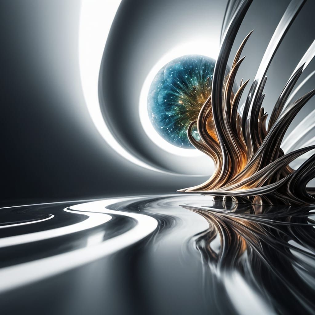 Iridescent Fractal 3D Sculptures in Photorealistic Style