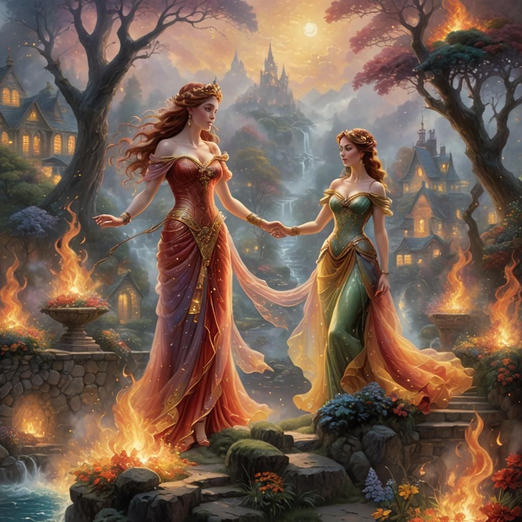 Ethereal Fire Goddess in Luminist Fantasy Style