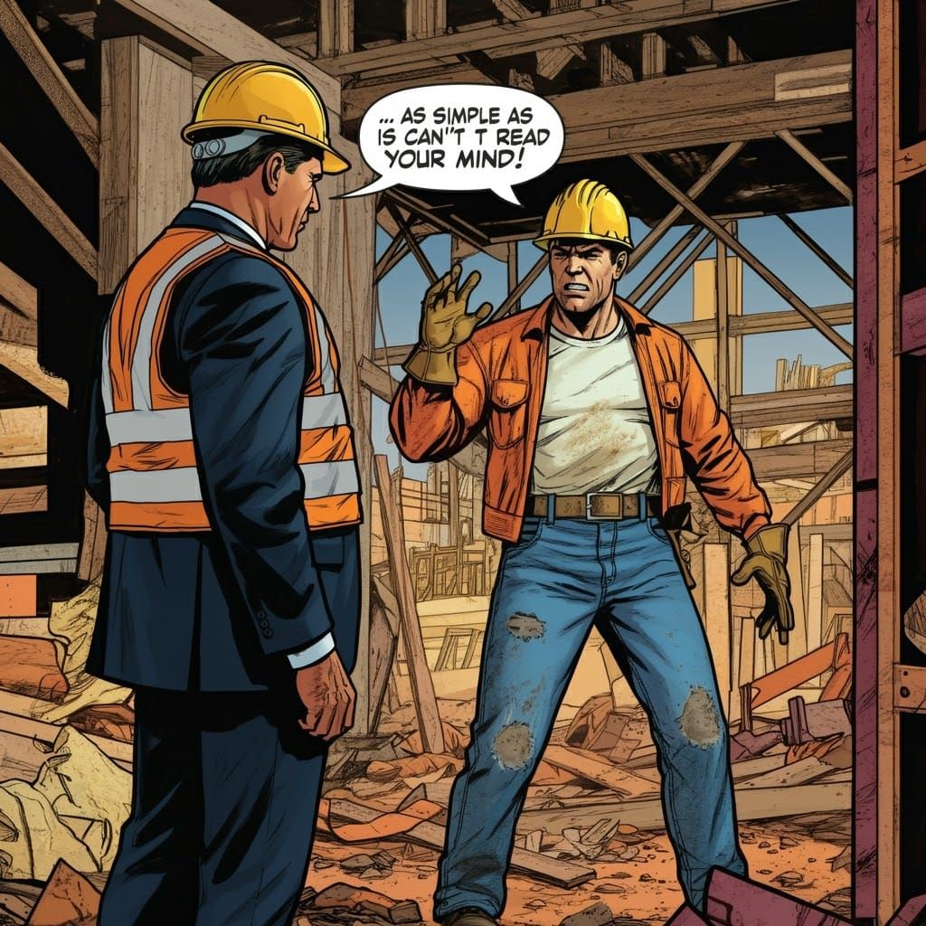Construction Worker's Frustration: A Photorealistic Confront...