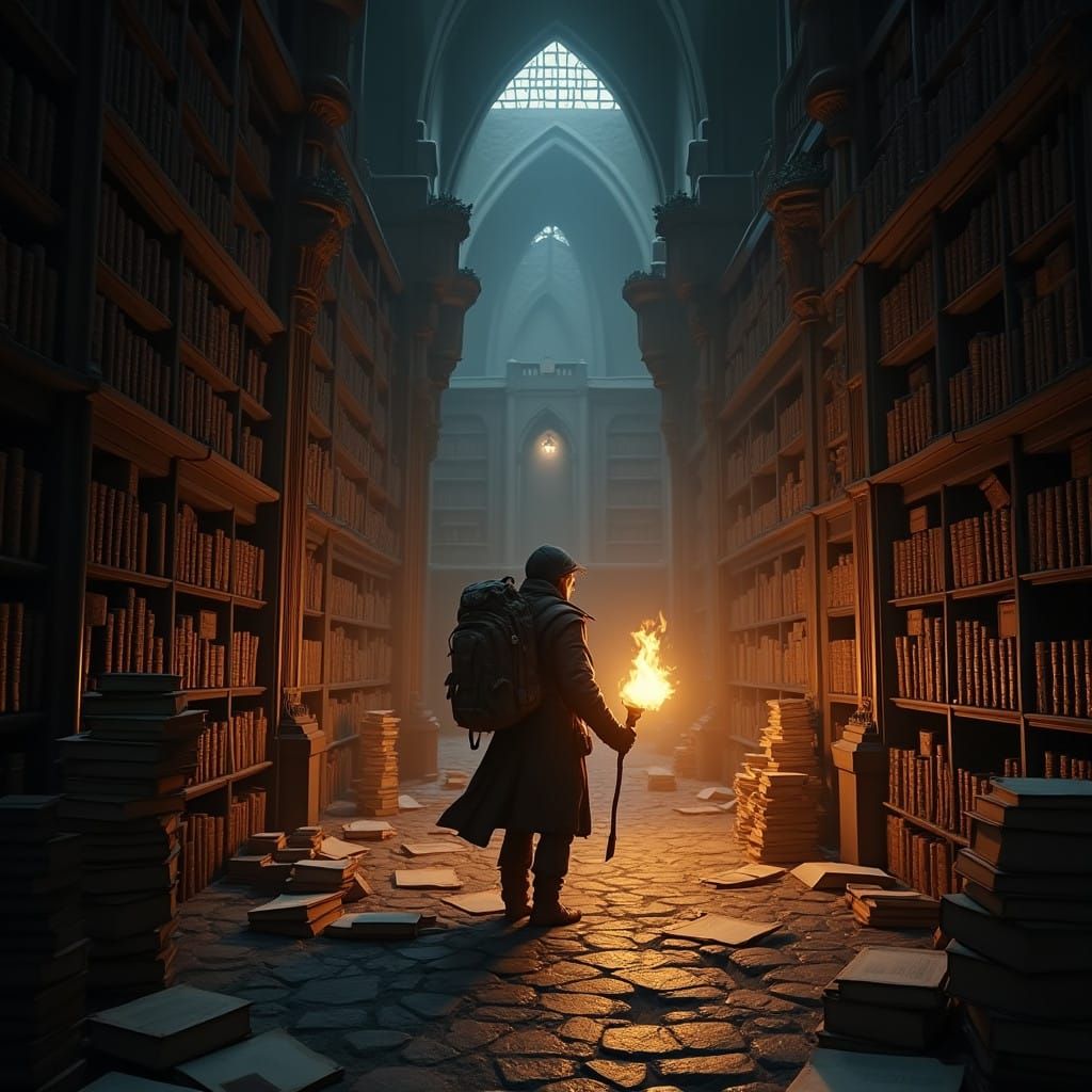 Brave Adventurer Discovers Ancient Library
