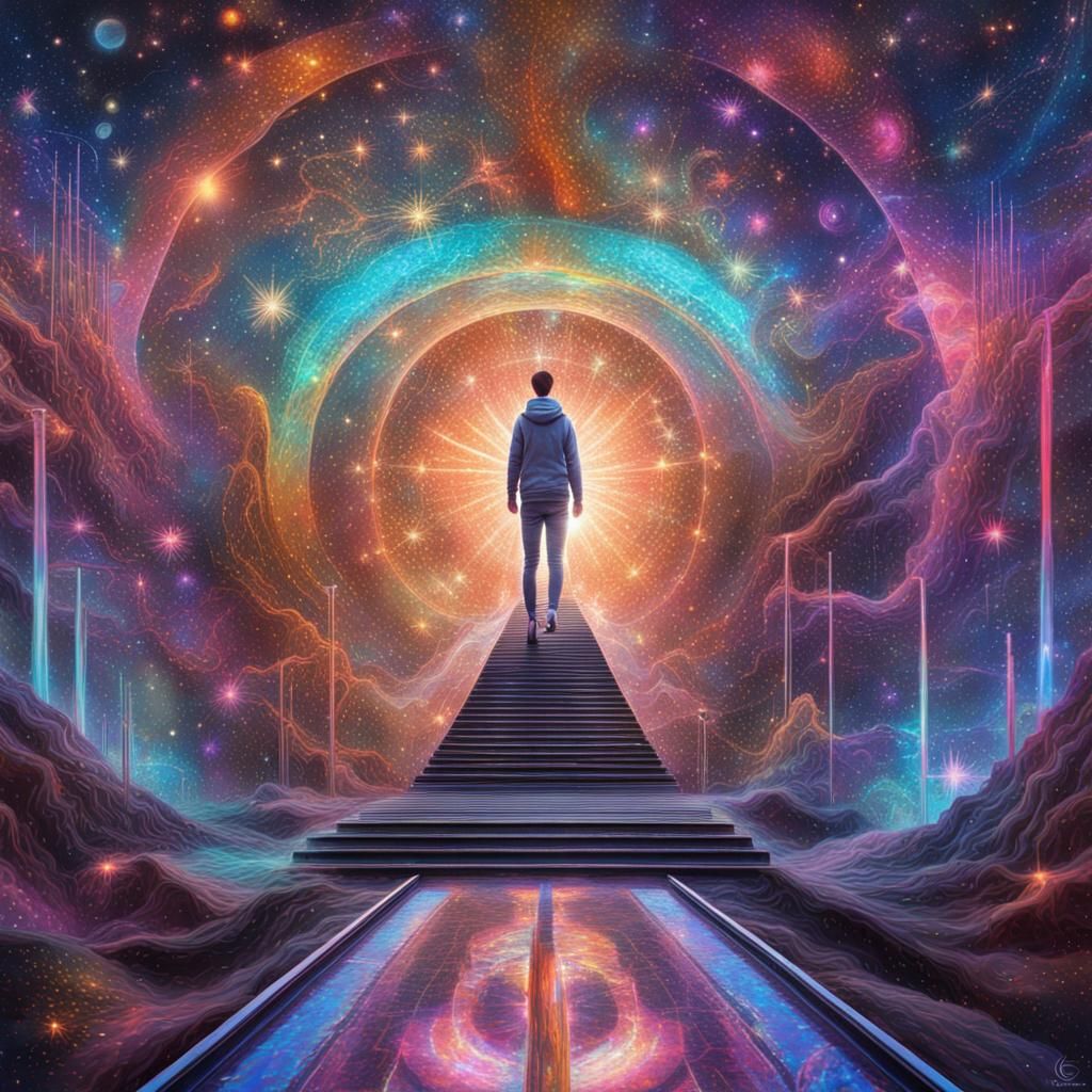 Holographic Astral Metro Station by Pablo Amaringo