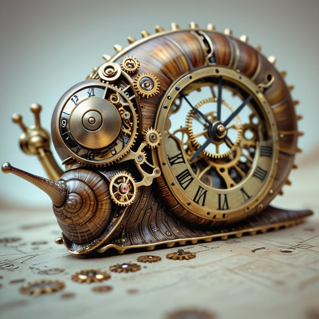 Steampunk Clockwork Snail in Digital Art