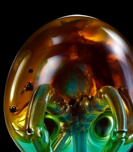 Alien Facehugger Fossil Encased in Amber