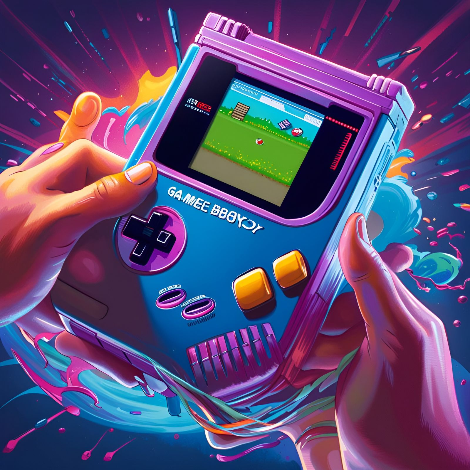 Hyperrealistic Game Boy in Play