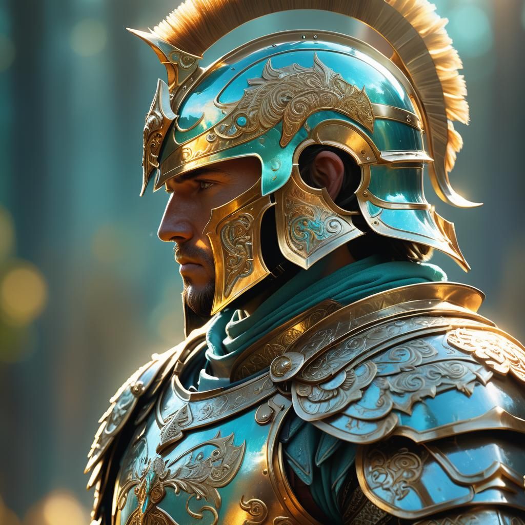 Paladin Warrior with Dragon in Digital Art