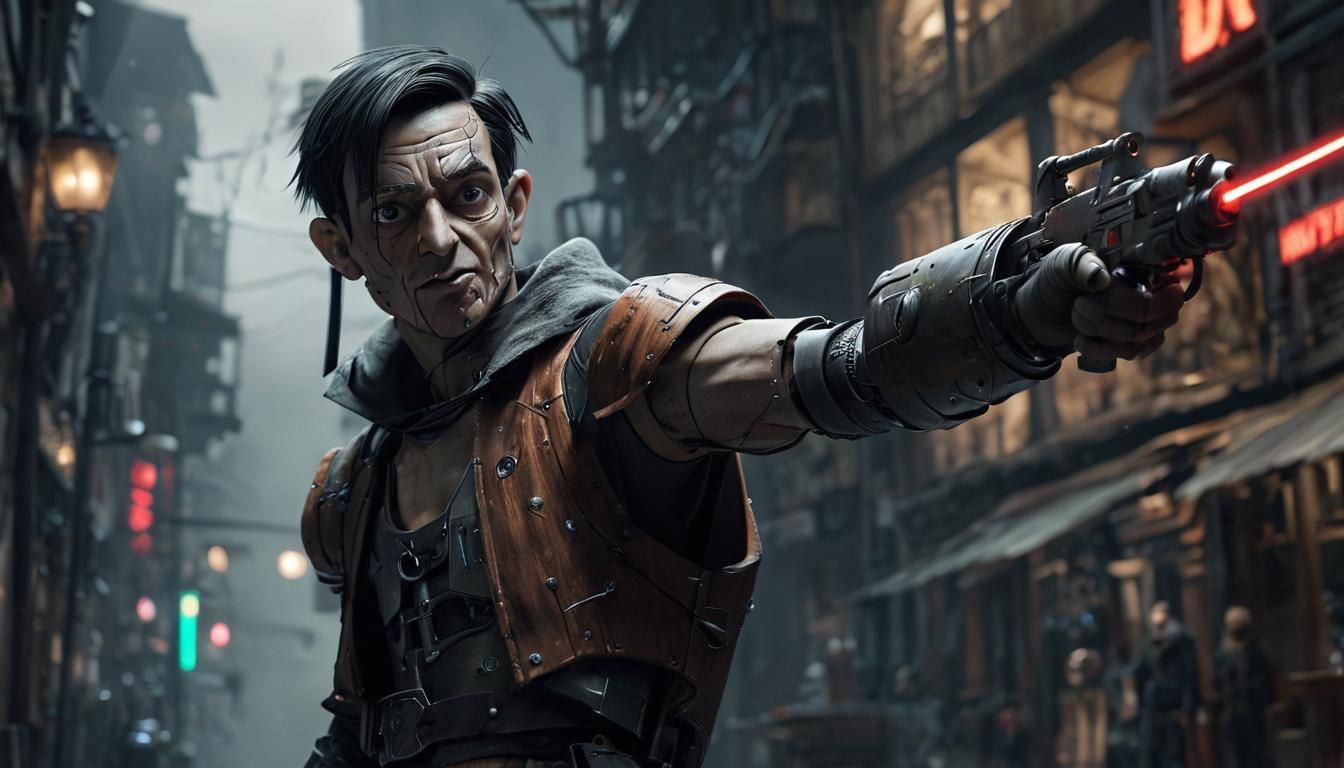 Cyberpunk Pinocchio: Vicious Cyborg with Laser Sword