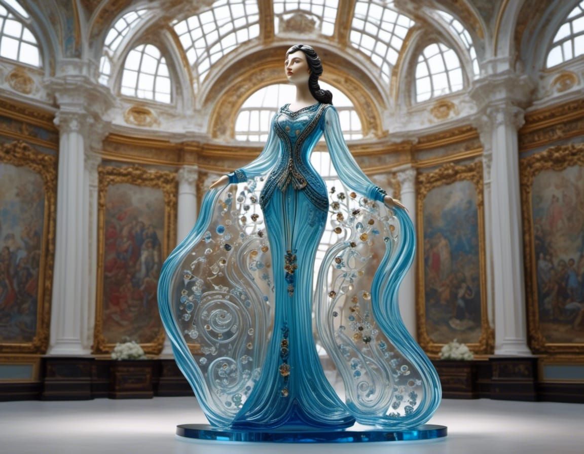 Translucent Glass Sculpture of a Ukrainian Woman