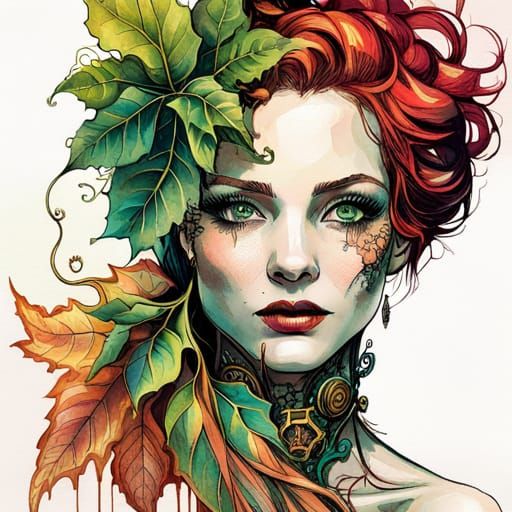 Steampunk Poison Ivy: Intricate Key Visual