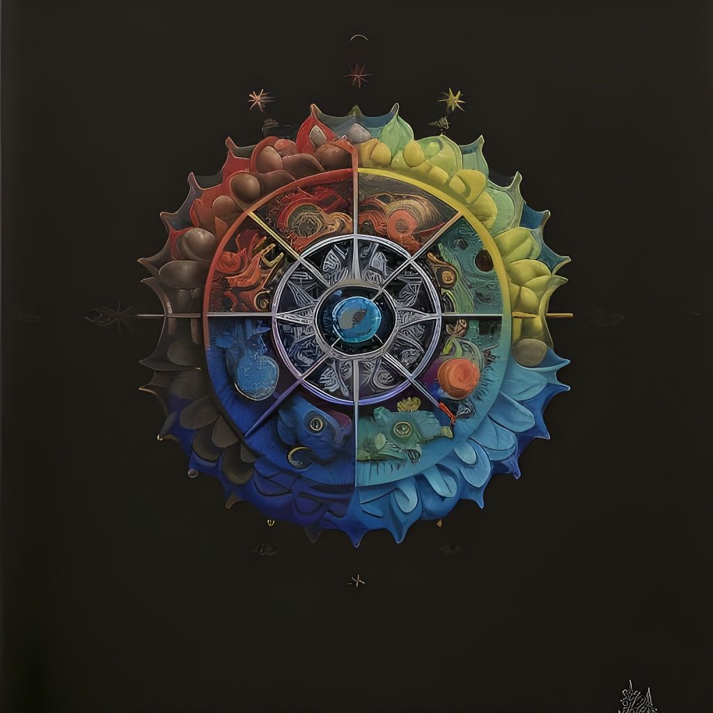 Birth of Elements: Colorful Mixed Media Illustration