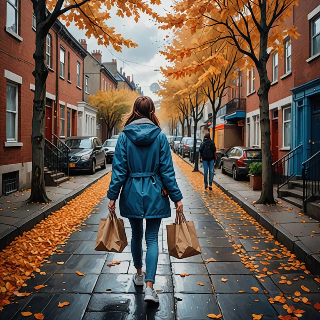 Modern Woman Brings Shopping to Neighbour in Urban Impressio...