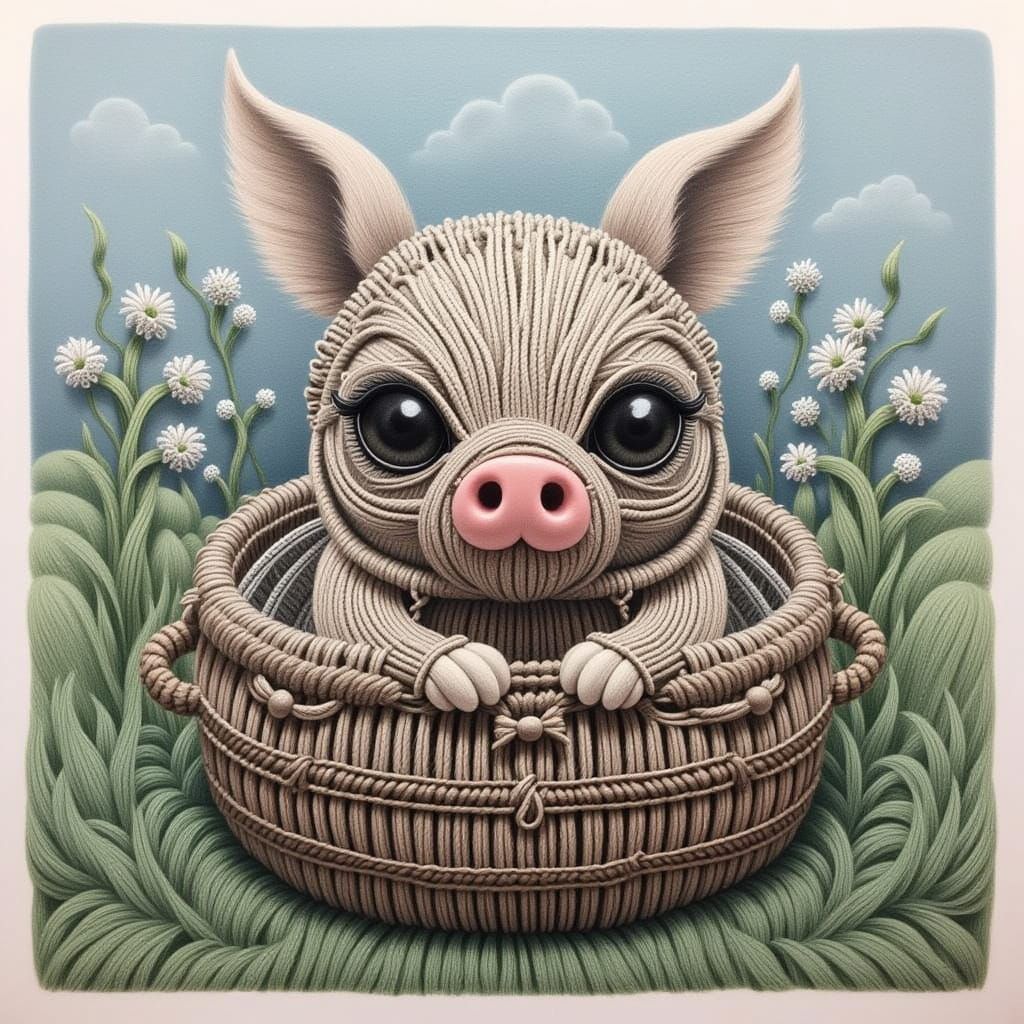 Pig in Hot Tub: Macrame Doll Aesthetic