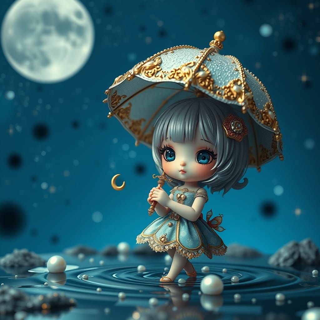 Hyper-Realistic Microscopic Fantasy Girl with Tiny Umbrella ...