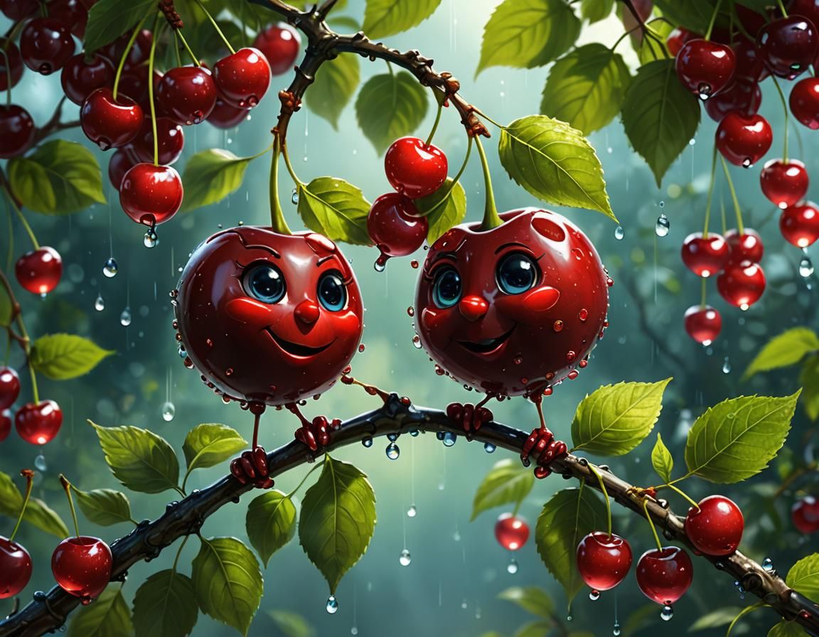 Cute Cherry Twins in a Sci-Fi Fantasy Art