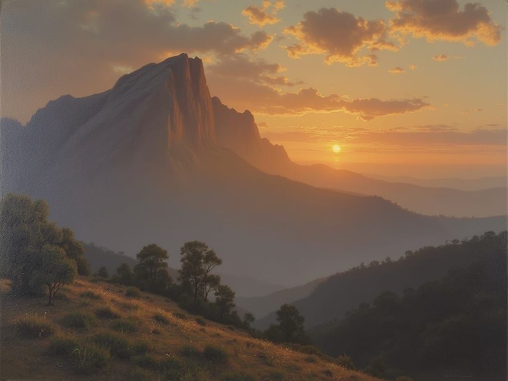 Spectacular Mountain Sunset in Australian Tonalism Style