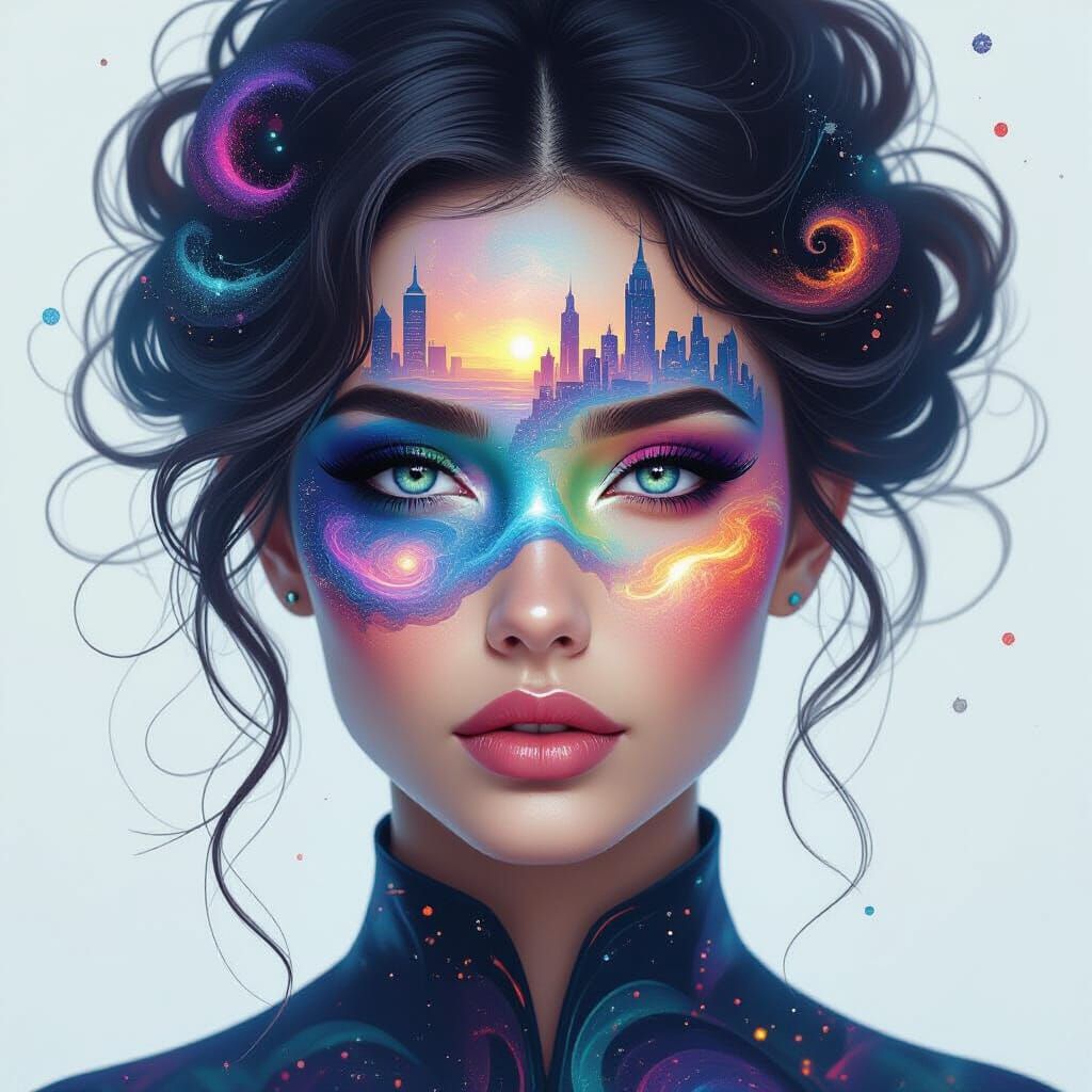 Cosmic Woman: A Cyberpunk Surreal Portrait