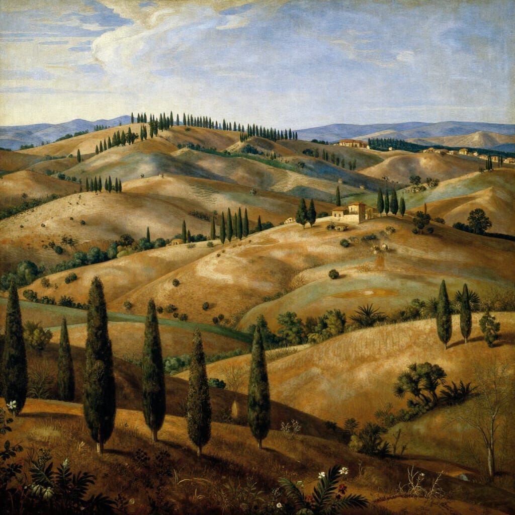Renaissance Italian Landscape with Cypress Trees