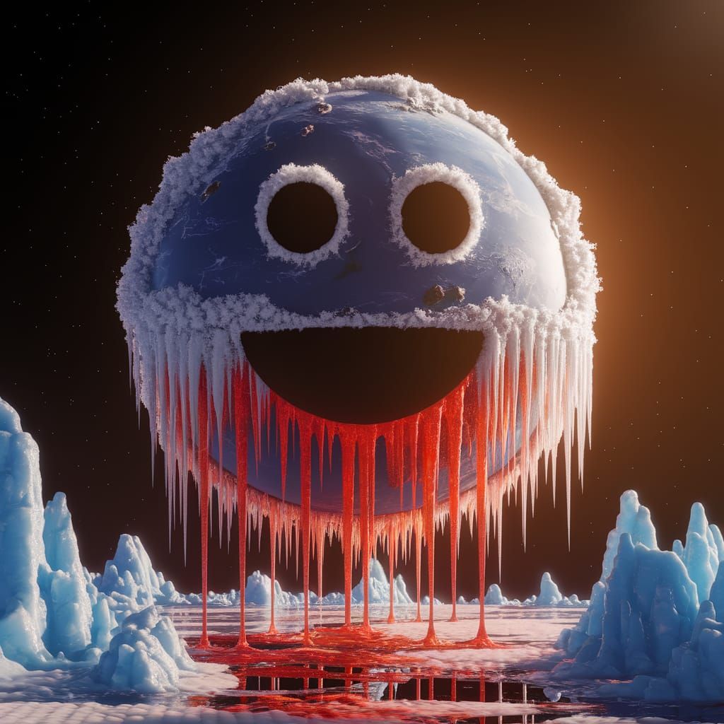 Earth as Smiling Emoji in Ethereal 3D Render