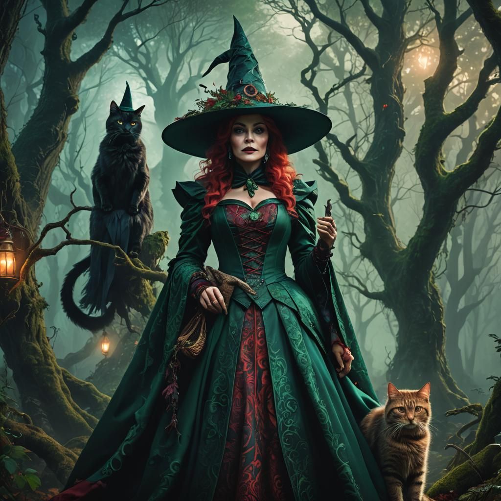 Curvy Witch in Mystical Forest Concept Art