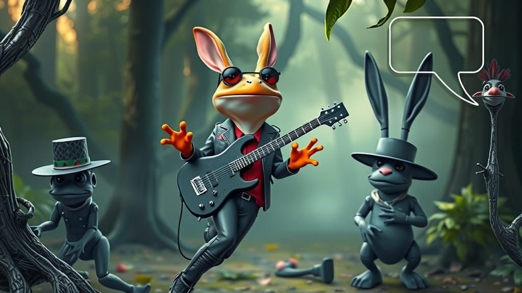 Cyberpunk Frog's Surreal Forest Gig in 3D