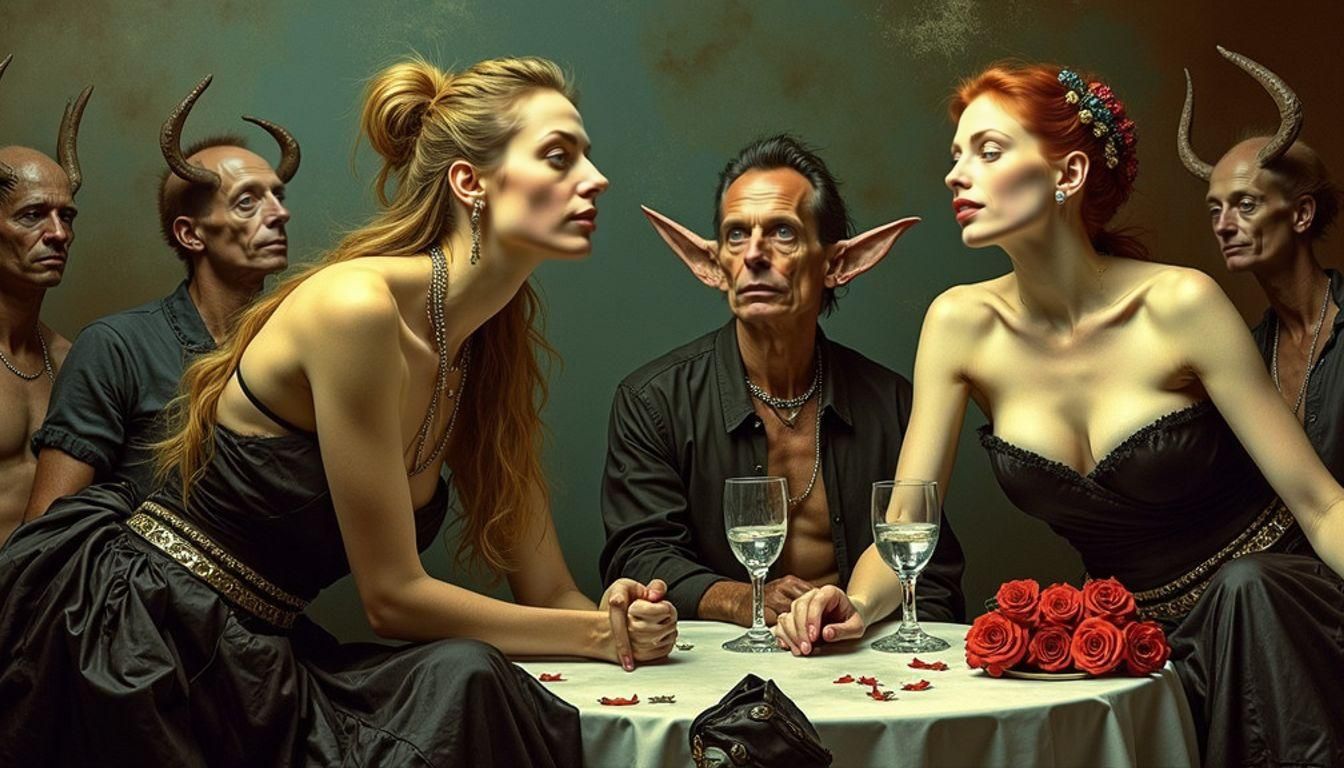 Exotic Portrait in Sumptuous Hotel Suite, Hyperrealism