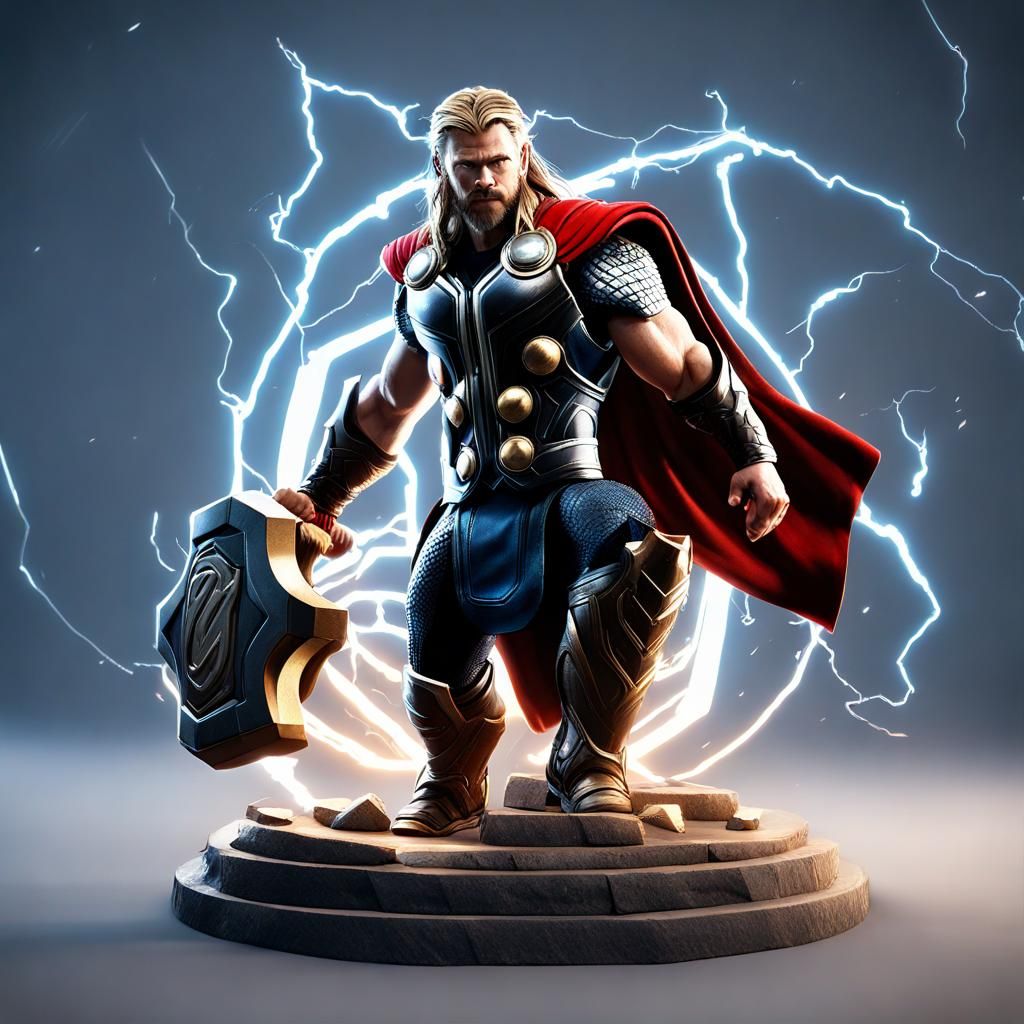 Thor Gaming Logo in 3D Cinematic Style