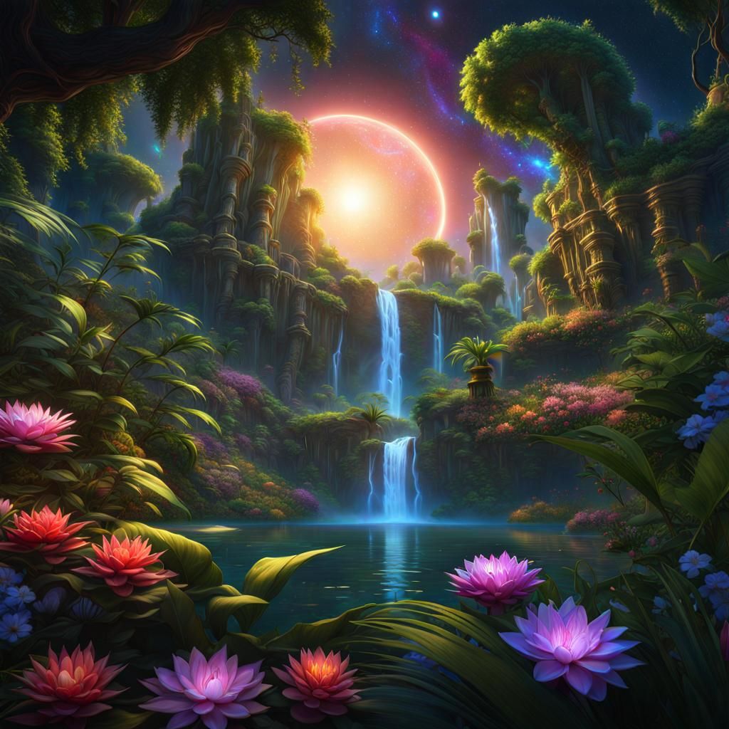 Celestial Paradise Jungle with Floating Islands