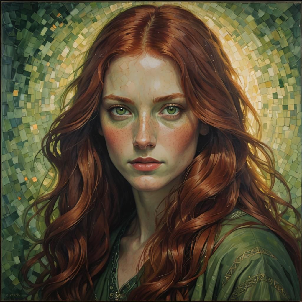 Portrait of a Red-Haired Woman in Muted Colors