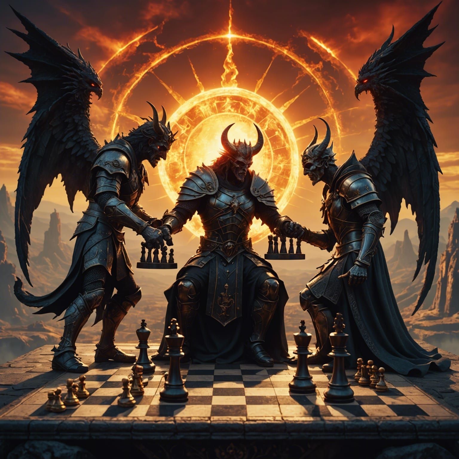 God and Satan Play Chess for Earth