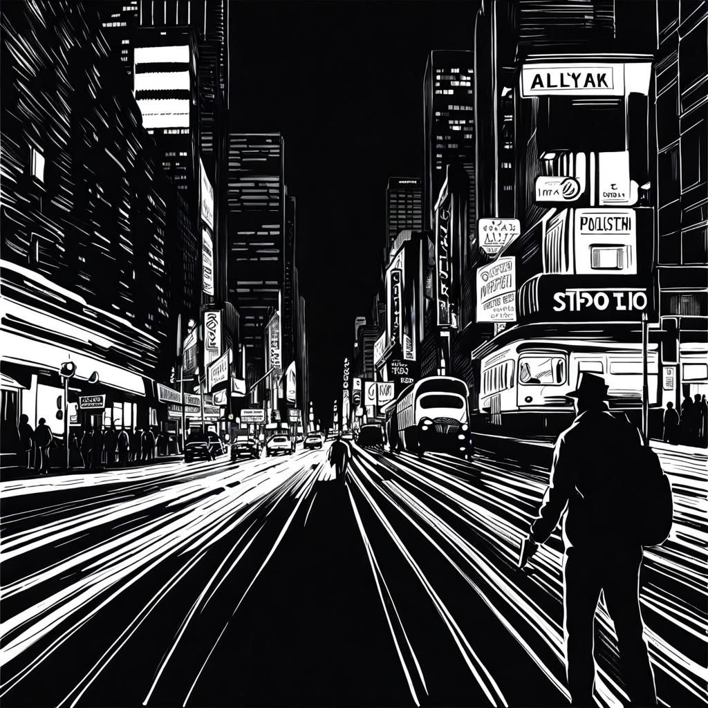 Nightlife Scene in Rotoscoping Pencil-Sketch Style