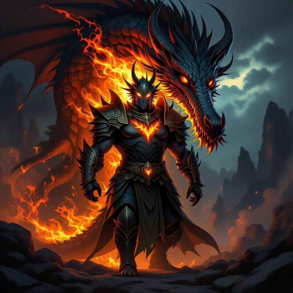 Dragon and Titan's Fiery Eyes