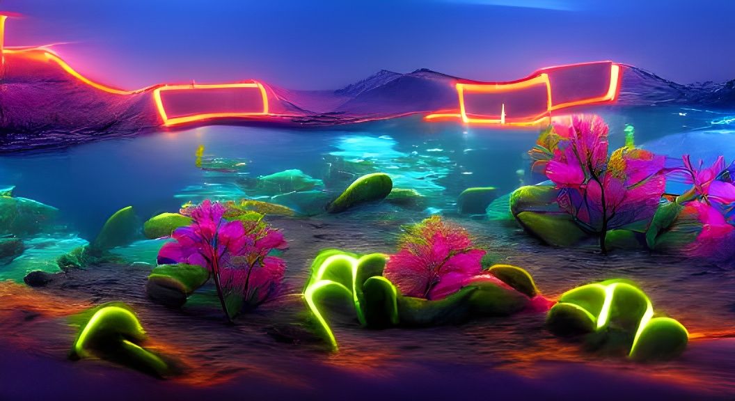 Glowing Neon Underwater Landscape in 8k Resolution
